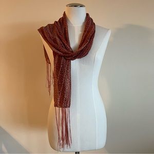 Fashion Scarf. Orange and brown with animal print.